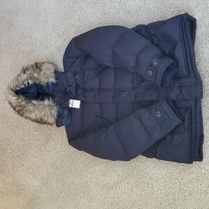 Polo by Ralph Lauren Blue Faux Fur Trim Parka.
